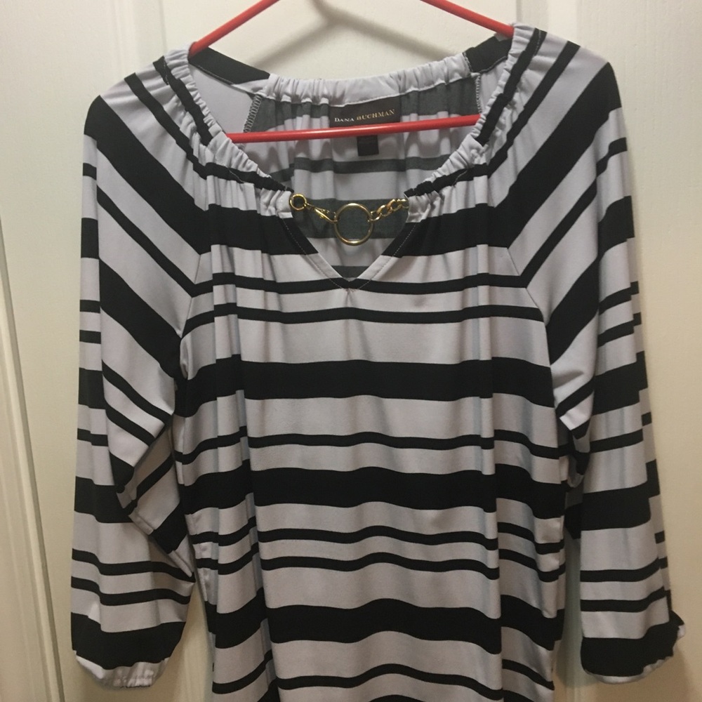 Black and white striped top plus Career wear